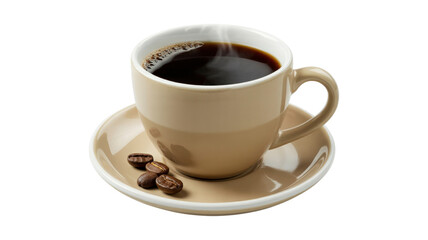 Coffee cup with beans isolated on a transparent background