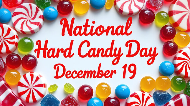 National hard candy day, December 19th, surrounded by colorful candies, HD and 4k image