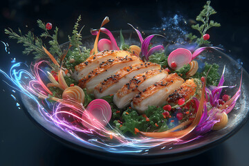 Grilled Chicken Salad with Artistic Gourmet Flair