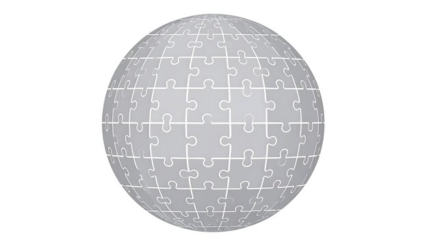 Puzzle sphere on white background representing connection and global unity
