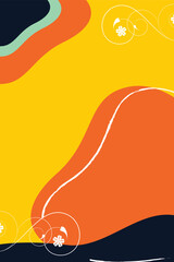 Vibrant Abstract Composition with Colorful Swirls and Floral Decorative Elements
