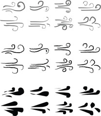 Dynamic Wind Flow and Swirl Line Icons Collection