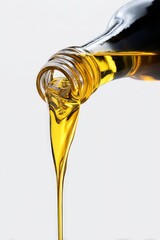Elegant Olive Oil Pouring from Bottle