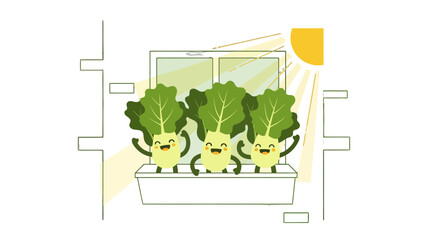 Joyful Lettuce Sprouts Bask In Sunlight, Celebrating Garden Happiness and Healthy Eating