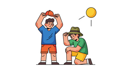 Joyful Moments: Two Friends Sharing a Sunny Day Through Playful Gestures