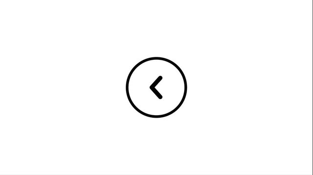 Left Navigation Arrow Button 4k loop animation on white background. Back Direction Motion Loop UI Icon 