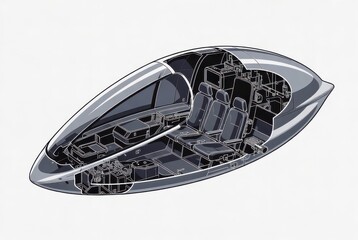 Aerodynamic vacuum pod design, rapid transit cutaway view