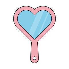 Heart Shaped Hand Mirror Vector Illustration. Ideal for beauty, fashion, and self-care themes, spa logos, web design, stickers, personal care and grooming.