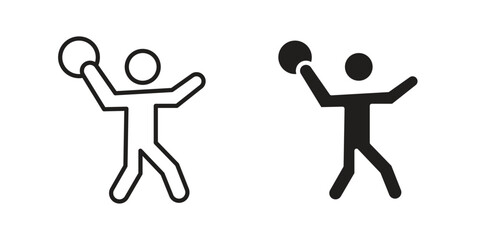 Dodgeball icon doodle set. editable outline stroke vector eps