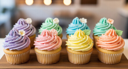 cupcakes with cream and sprinkles