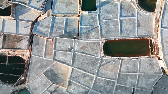Aerial view of Anana Valley with ancient salt terraces, Basque Country, Spain