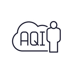 AQI, Air quality index line icon with a man