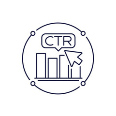 CTR metric icon, Click-Through Rate line design