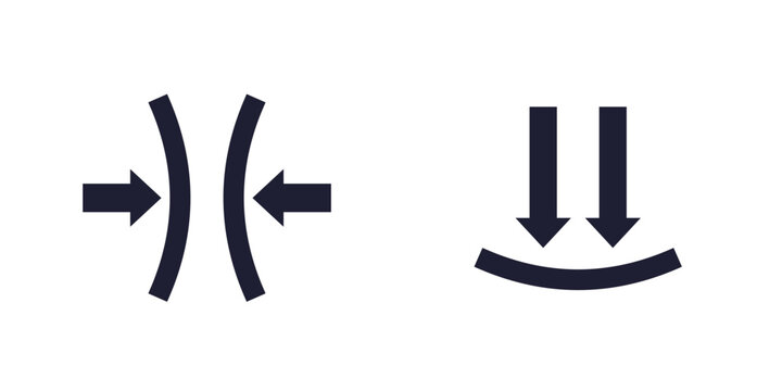 compression, pressure and squeeze icons, vector pictograms on white