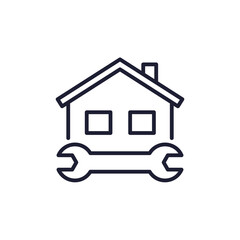 house maintenance icon, line design on white
