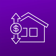 house price change icon, line vector design