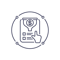 sales funnel icon in line design, marketing and business