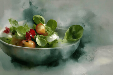 Artistic Still Life with Bowls and Fresh Ingredients