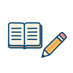 Hand draw book and pencil education icon
