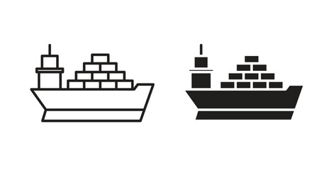 Container ship icon isolated vector Illustration. Vector pictogram for web and app © Siyan