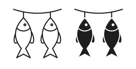 Dried fish icon isolated vector Illustration. Vector pictogram for web and app