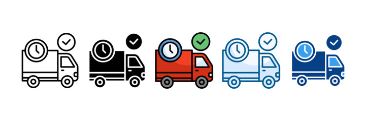 On Time Delivery Icon Set Multiple Style Collection