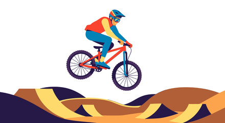 Thrilling Bike Airtime: An Illustration Depicting a Rider's Airborne Bicycle Stunt
