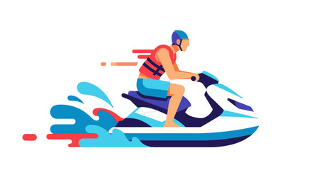 Thrilling Summer Activity Of A Person Riding A Jetski On The Water Vector Illustration