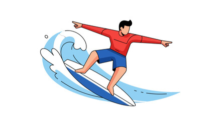 Thrilling Summer Adventure: Surfer Rides The Waves With A Dynamic And Colorful Style