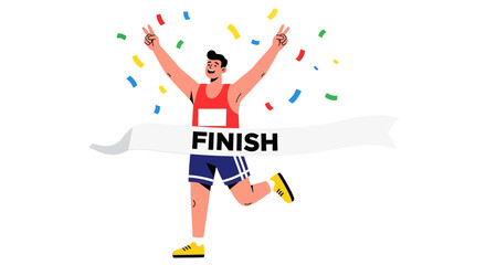 Triumph In Sprint: An Athlete Celebrates Breaking Through The Finish Line