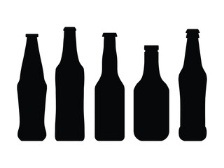 Bottle Silhouette Vector Set. Drink Packaging Shapes. Beverage Container Silhouettes