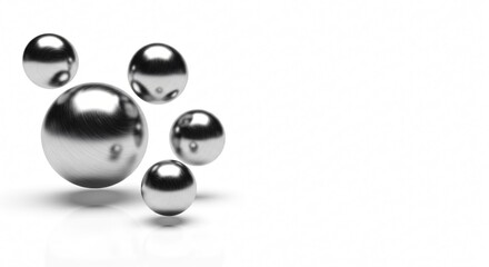 Metallic spheres with brushed textures create a modern, minimalist design element perfect for technology themes
