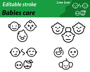 Fototapeta premium A gentle babies care icon character featuring a cute. smiling baby wrapped in soft blanket with rounded. friendly shapes that express warmth and safety.Surrounding elements like a heart pacifier milk.