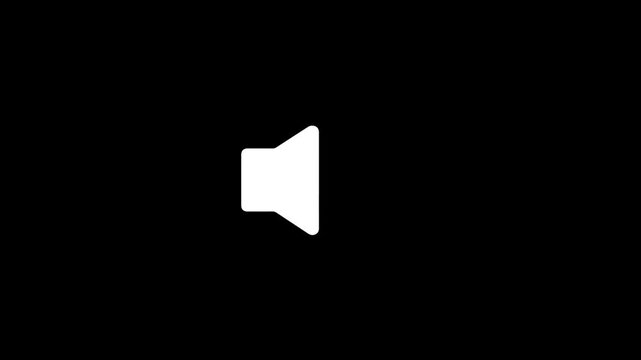 Loudspeaker Icon loop animation on black background with alpha channel. Audio Sound Music Broadcast Motion video