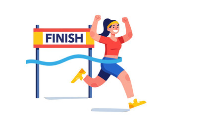 Triumphant Runner Crossing the Finish Line with Joy and Unwavering Determination