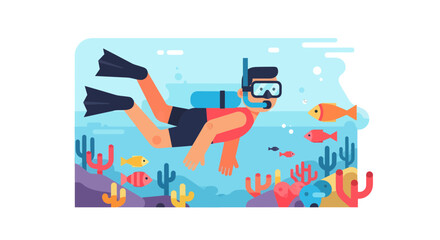 Underwater Exploration: A Scuba Diver Embarks on a Colorful Reef Adventure Discovery