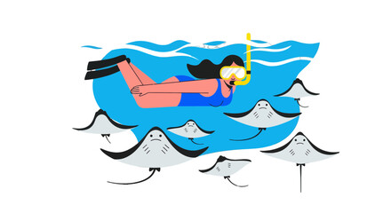 Underwater Exploration: A Snorkeler's Delight Amidst the Graceful Stingrays In The Ocean