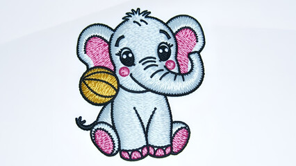 Detailed Elephant Needlepoint Art  Unique Animal Fiber Artwork