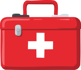 Obraz premium Red first aid kit box with a white cross symbo