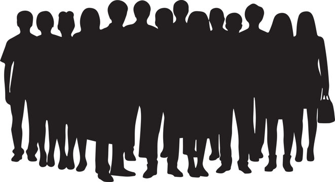 Diverse crowd silhouettes representing global unity and human rights solidarity celebration - Powered by Adobe