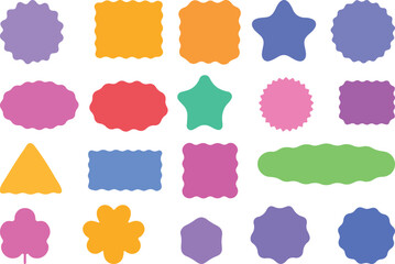Colorful Wavy Shape Elements Set – Scalloped, Squiggly, Decorative Frames.