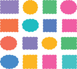 Colorful Wavy Shape Elements Set – Scalloped, Squiggly, Decorative Frames.