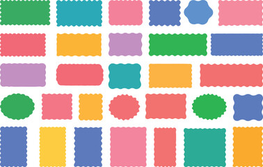 Colorful Wavy Shape Elements Set – Scalloped, Squiggly, Decorative Frames.