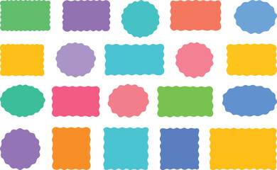 Colorful Wavy Shape Elements Set – Scalloped, Squiggly, Decorative Frames.