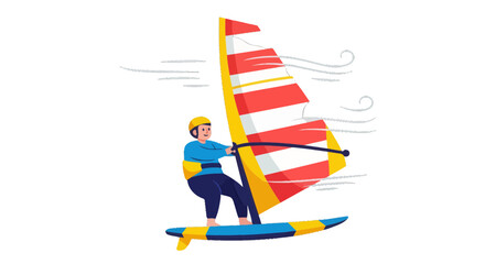 Windsurfing Illustration Depicting Marine Adventure, Nautical Activity, and Summertime Fun
