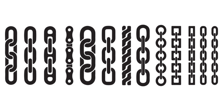 Chain brush set. Metal chain vector.