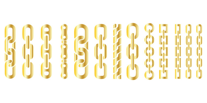 Chain brush set. Metal chain vector.