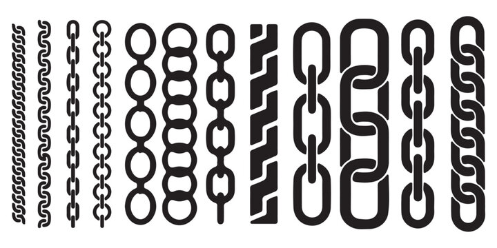 Chain brush set. Metal chain vector.