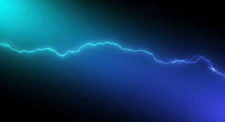 A vibrant blue and turquoise lightning bolt crackles across a dark, abstract background.