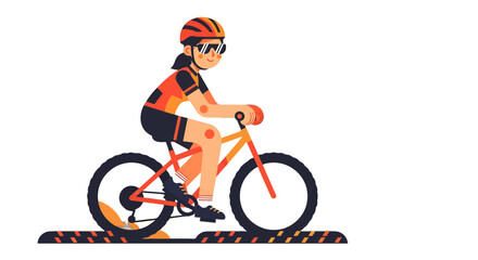 Woman Biking With Sunglasses Cartoon Illustration Over Black Background Exercise